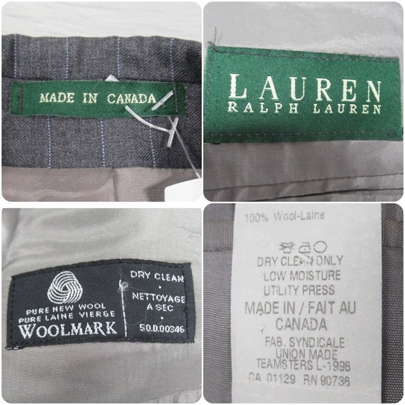 Lauren Ralph Lauren Gray Wool Pinstriped Suit Jacket Blazer Mens Size 40R - Picture 10 of 10